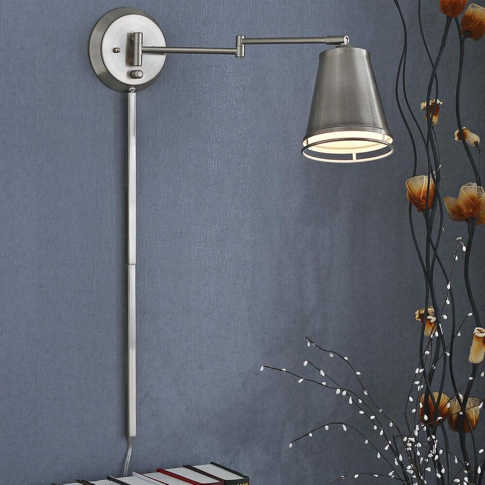 Kenroy Metro Wall Swing Arm Light in Brushed Steel, , large