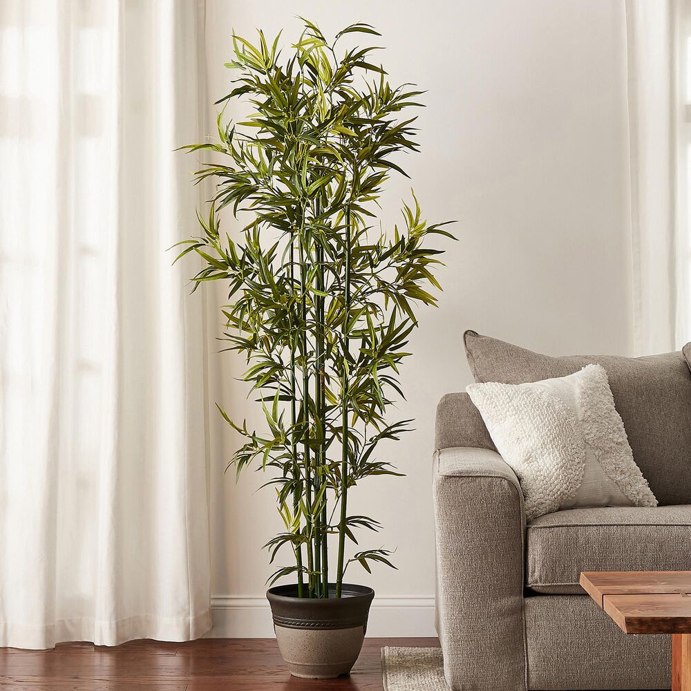 Timberlake Pure Garden 6" Artificial Bamboo in Green Leaves, , large