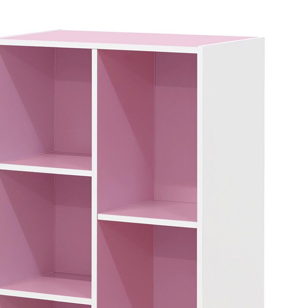 HOMLUX 7-Cube Reversible Open Shelf Storage Bookshelf in White and Pink, , large