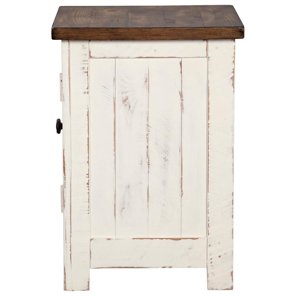 Ashley Wystfield Chairside Table in Vintage White and Warm Brown, , large