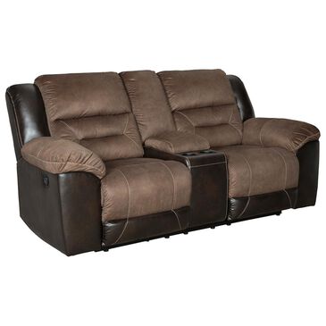 Signature Design by Ashley Earhart Manual Reclining Loveseat with Console in Chestnut, , large