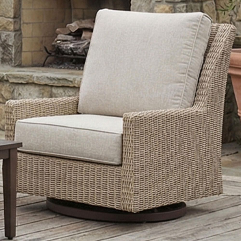 Slate and Company Bradenton Outdoor Swivel Lounge in Abigail Linen, , large
