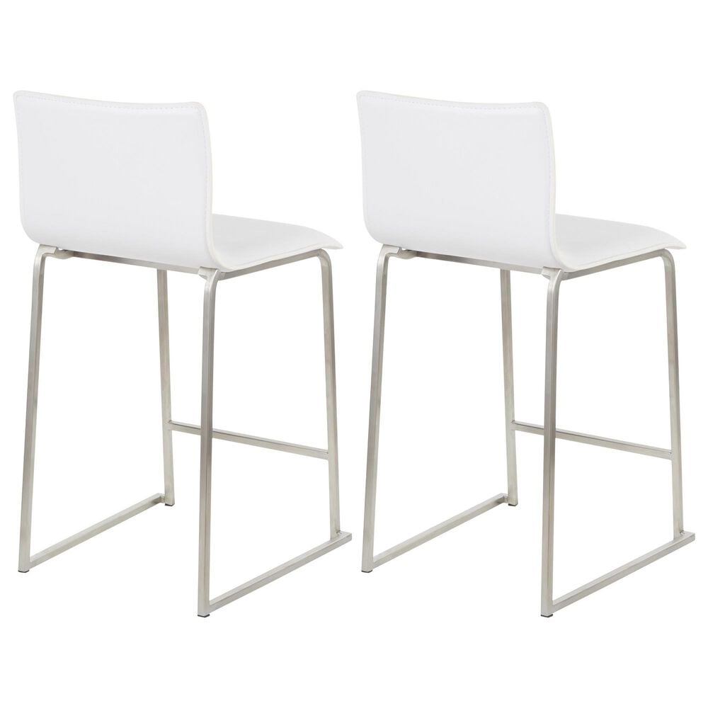 Lumisource Mara Counter Stool with White Cushion in Stainless Steel &#40;Set of 2&#41;, , large