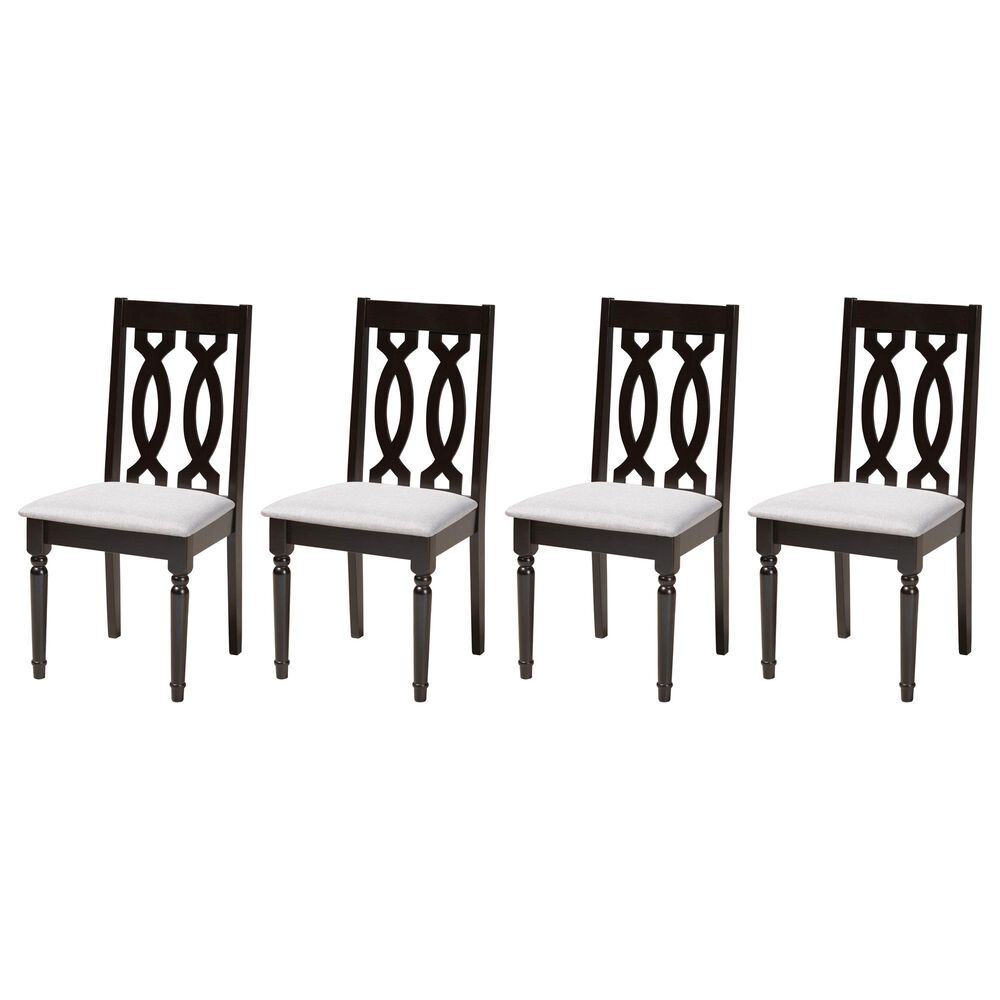 Baxton Studio Cherese Side Chair with Grey Cushion in Espresso Brown (Set of 4), , large