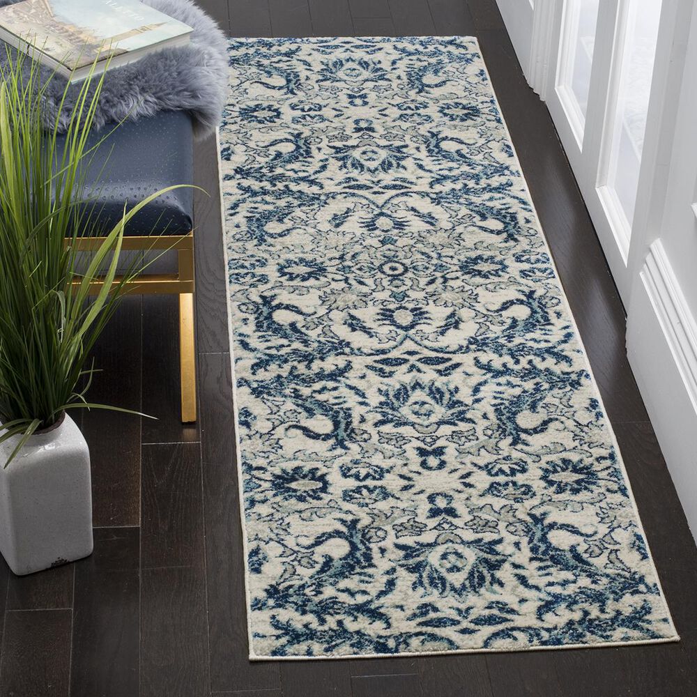 Safavieh Evoke EVK238C-27 2"2" x 7" Ivory/Blue Runner, , large
