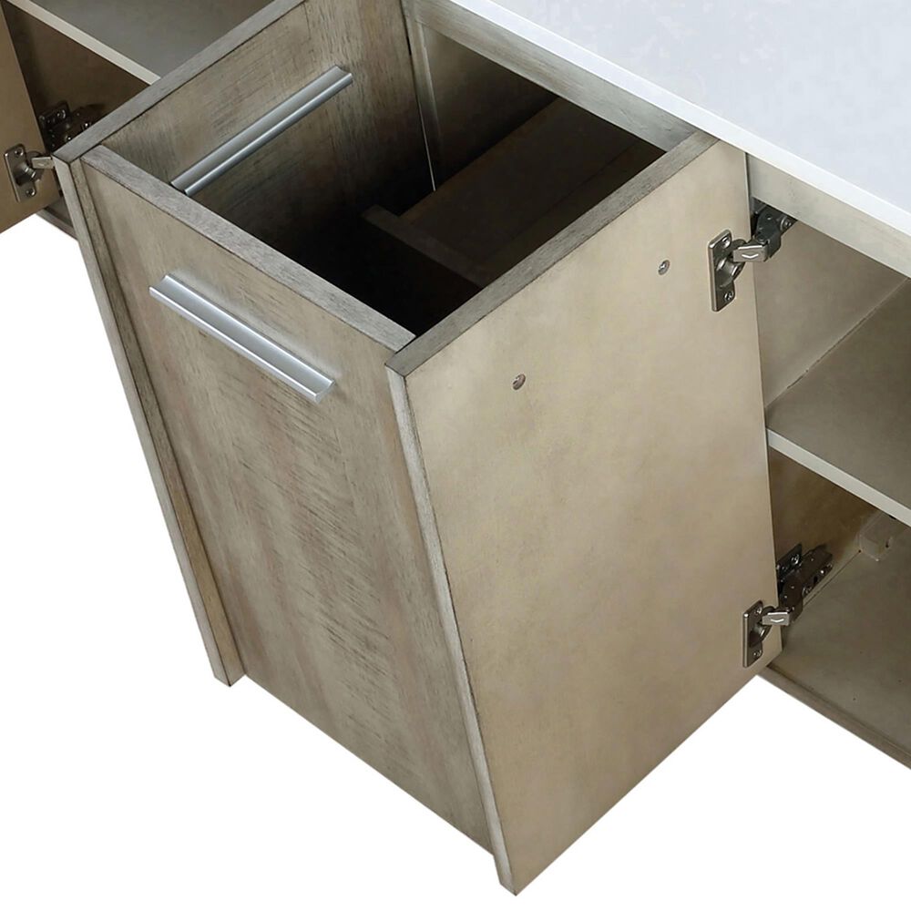Lexora Home Lancy 60&quot; Double Bathroom Vanity in Rustic Acacia with 2 cm White Quartz Top and Rectangular Sinks, , large