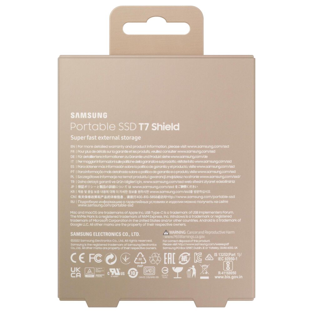 Samsung 1TB T7 Shield Portable External SSD in Beige, , large