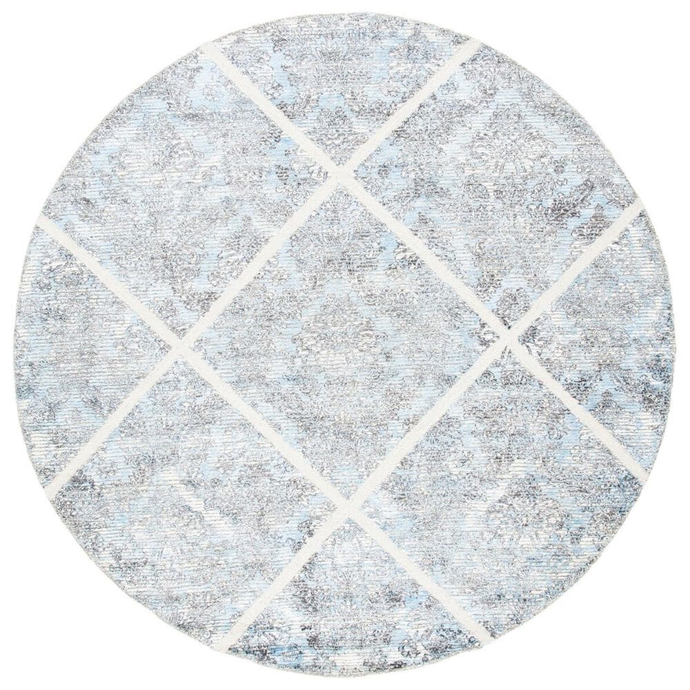 Safavieh Artistry ARR667M 7" Round Ivory and Blue Area Rug, , large