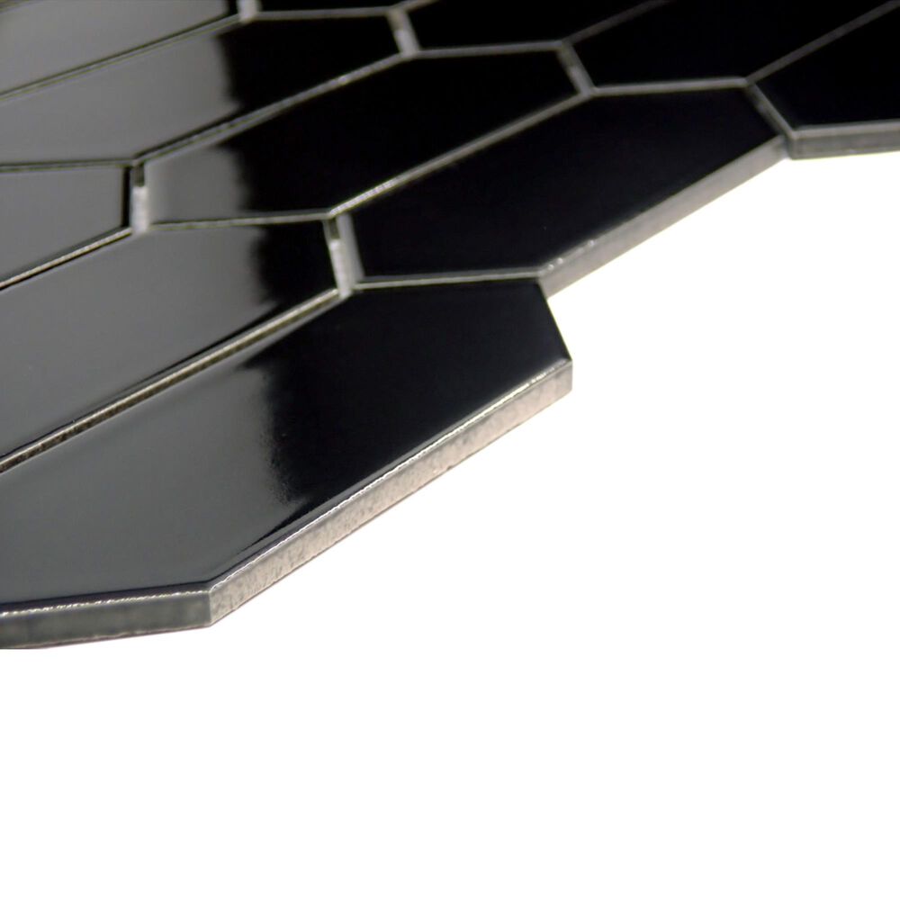 Emser Catch Glossy Black 2" x 2" Hexagon on 10" x 13" Porcelain Mosaic Sheet, , large