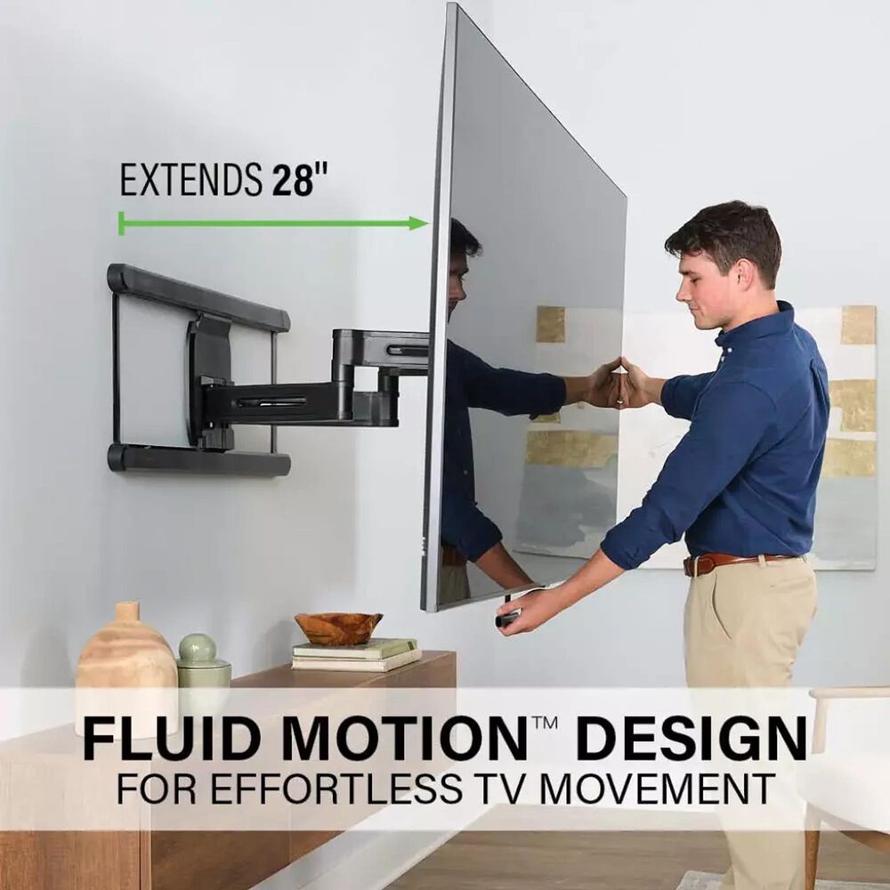 Sanus Advanced Full-Motion 4D Mount for 42" - 90" TVs in Black with Silver 6' HDMI Cable and Black 7-Outlet Surge Protector Power Strip, , large