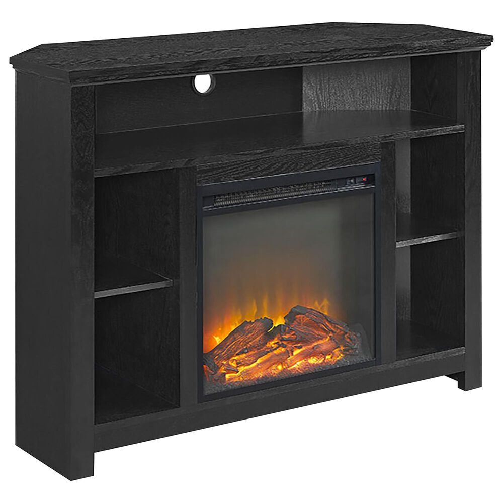 Walker Edison 44" Corner Fireplace TV Stand in Black, , large
