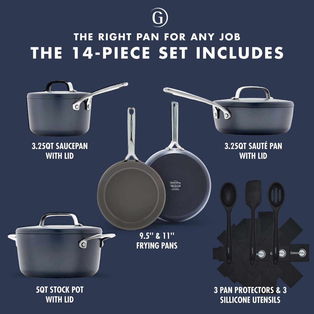 Green Pan GP5 Hard Anodized Color 15-Piece Cookware Set in Oxford Blue, , large
