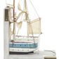 Maple and Jade Coastal Sail Boat Bookends in White Washed, Gold and Blue (Set of 2), , large