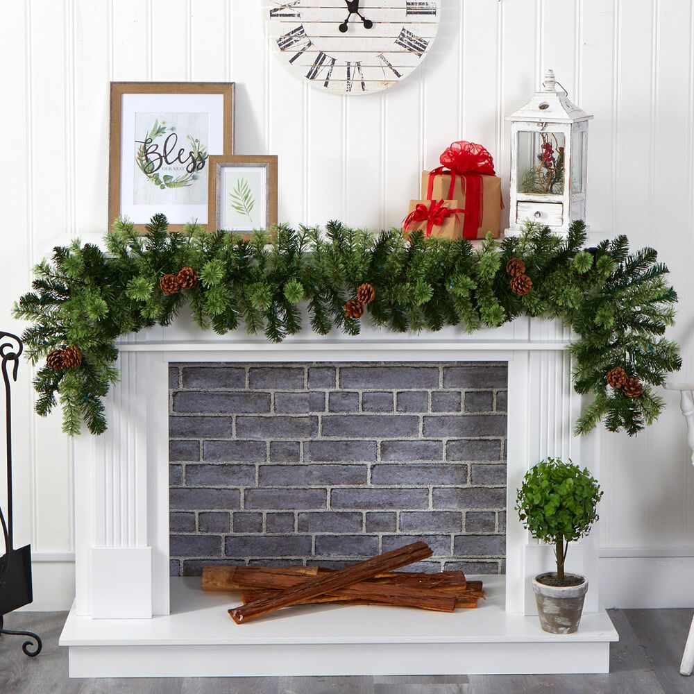 Nearly Natural Inc 6' Christmas Artificial Garland with 50 Multicolored LED Lights and Pine