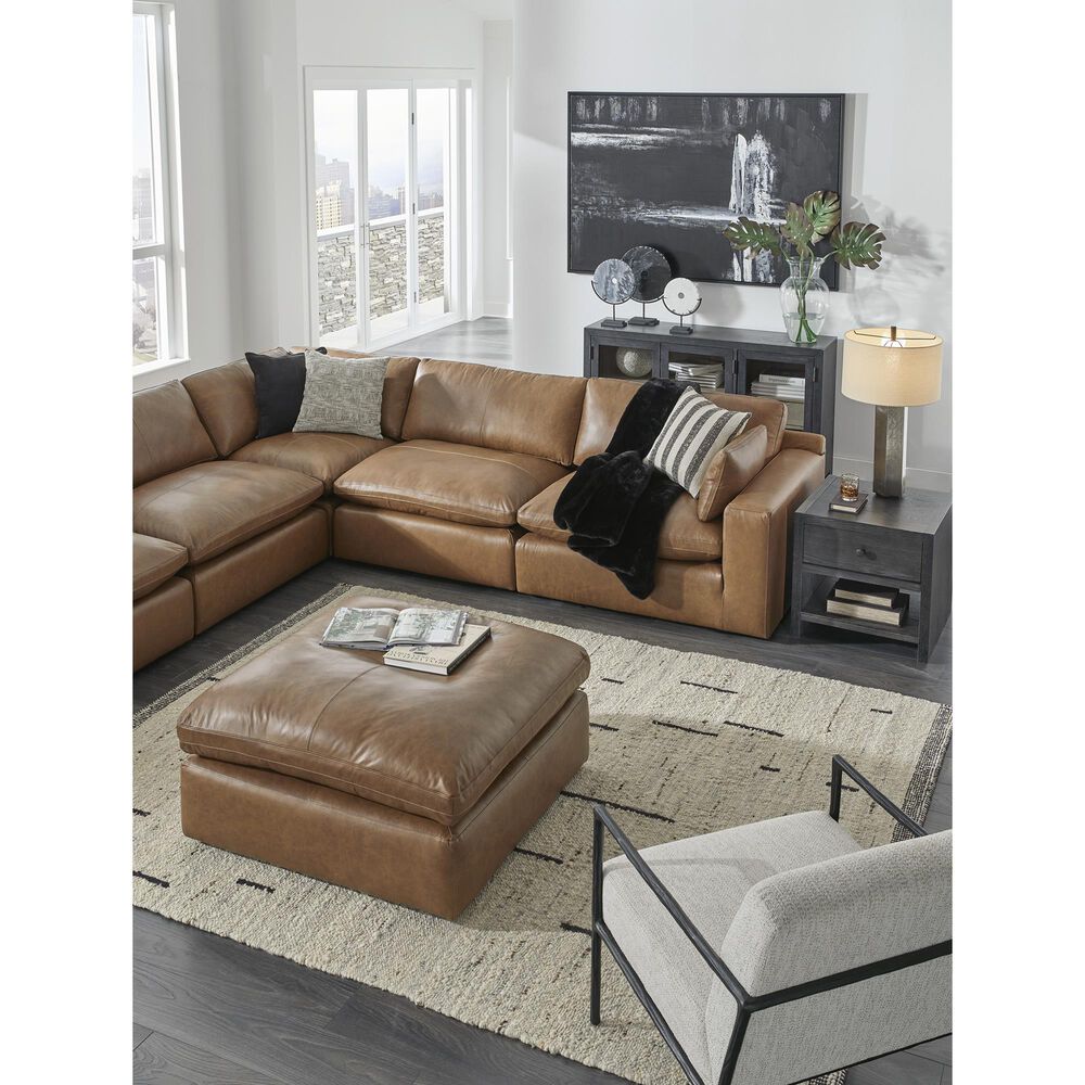Ashley Emilia Oversized Accent Ottoman in Caramel, , large