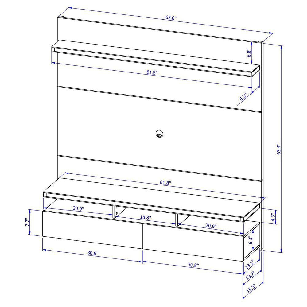 Dayton City 63&quot; Floating Entertainment Center in White, , large