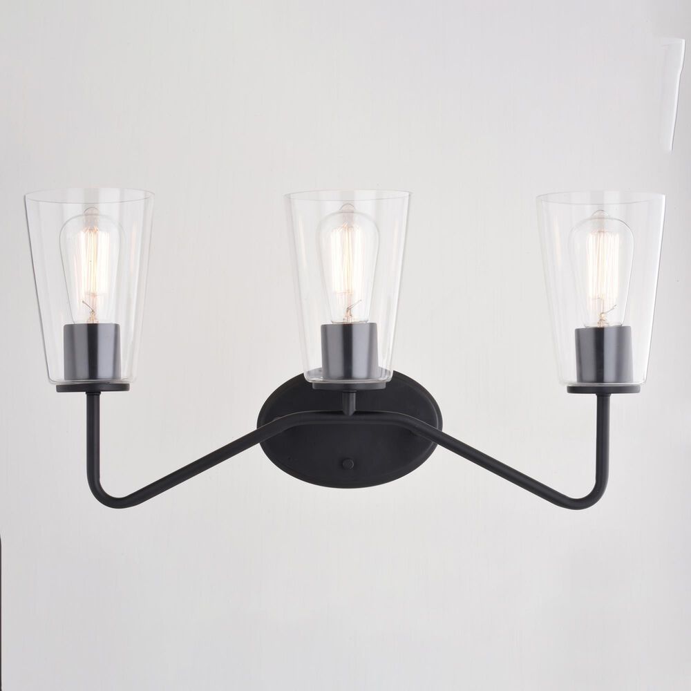 Vaxcel Beverly 3-Light Bathroom Vanity in Matte Black, , large