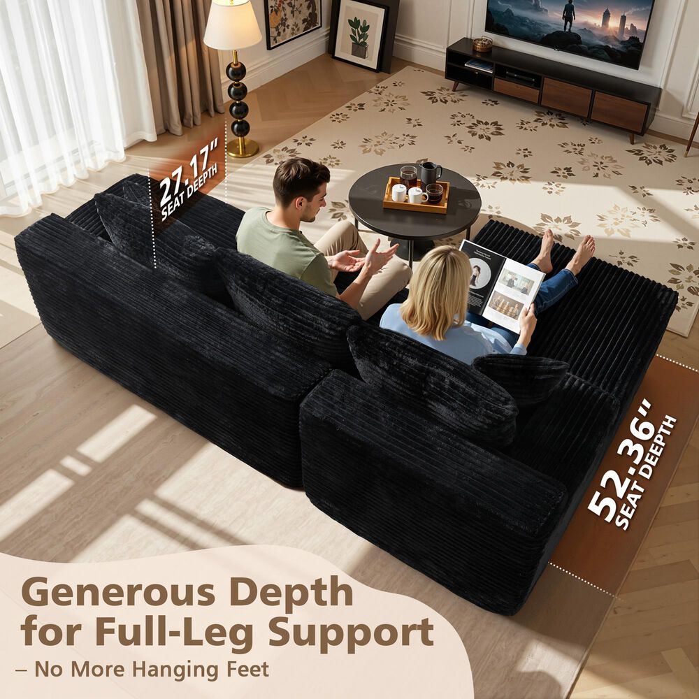 HOMLUX 2-Piece L-Shaped Sectional with Left Facing Chaise in Black, , large