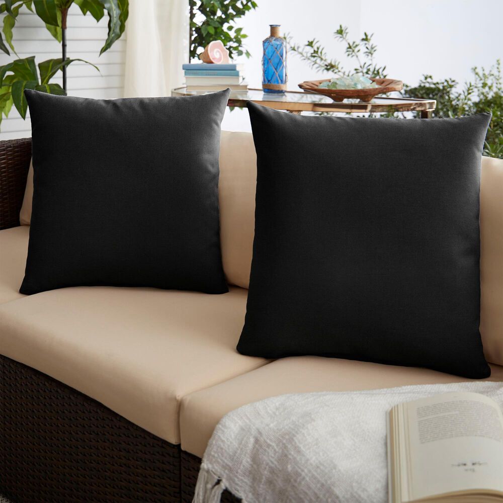Sorra Home Sunbrella 22" Pillow in Canvas Black (Set of 2), , large