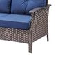 Sunwell Garden 37"H 3-Seater Outdoor Sofa with Wide Armrests and Navy Cushions in Brown, , large