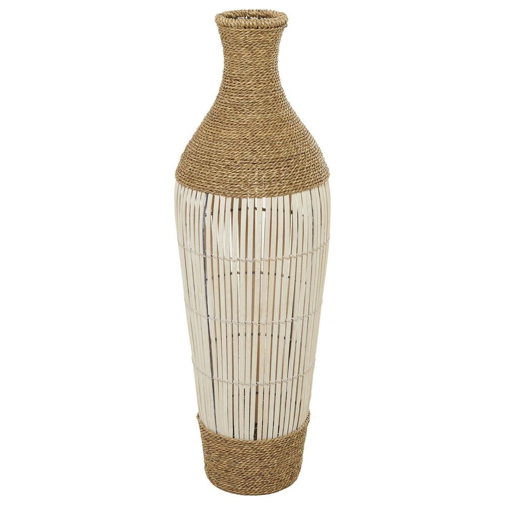 Maple and Jade 40" Handmade Decorative Vase in White, Natural Brown and Cream, , large
