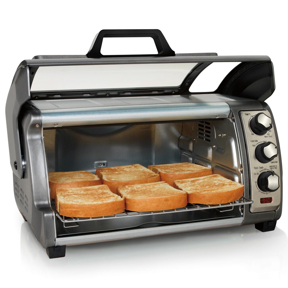 Hamilton Beach 6-Slice Easy Reach Toaster Oven with Roll Top Door in Gray, , large