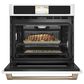Cafe 30"" Built-In Convection Single Wall Oven with Brushed Bronze Handle in Matte White, , large