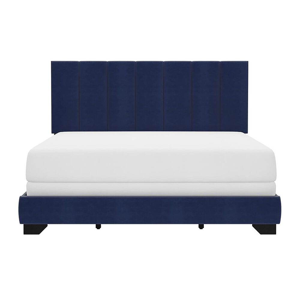 Richlands Furniture Reece Queen Upholstered Panel Bed in Sapphire Blue, , large