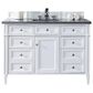 James Martin Vanities Brittany 48" Single Bathroom Vanity in Bright White with 3 cm Charcoal Soapstone Quartz Top and Rectangle Sink, , large