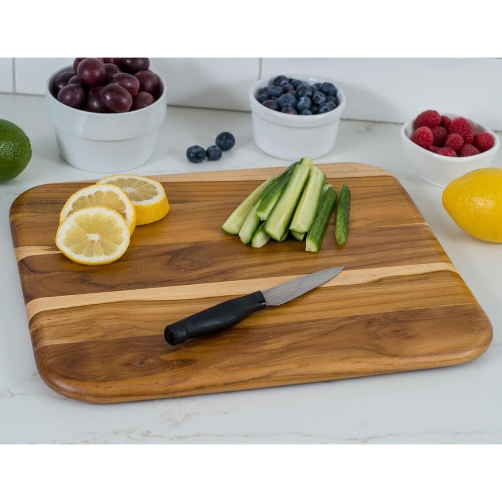 Lipper International Teak Rounded Edge Cutting Board in Brown, , large