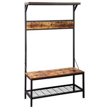 Signature Design by Ashley Bevinfield Hall Tree with Storage Bench in Black and Antique Brown, , large