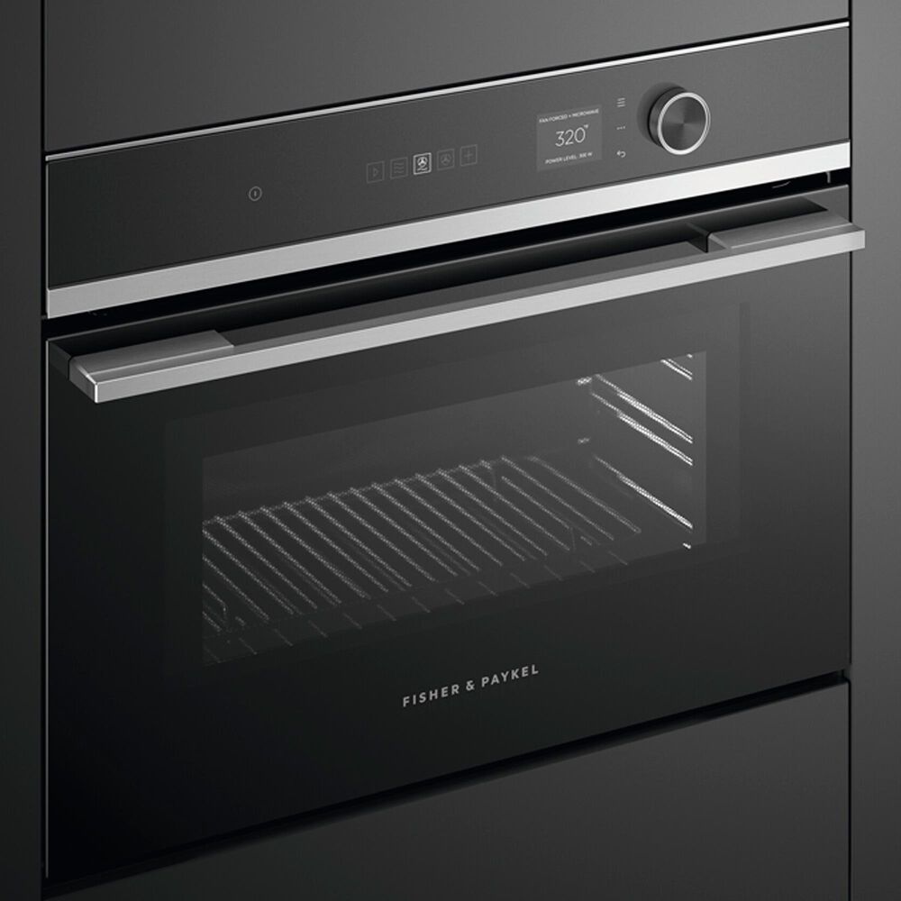 Fisher and Paykel Series 7 24" Contemporary Smart Compact Convection Speed Oven in Black, , large