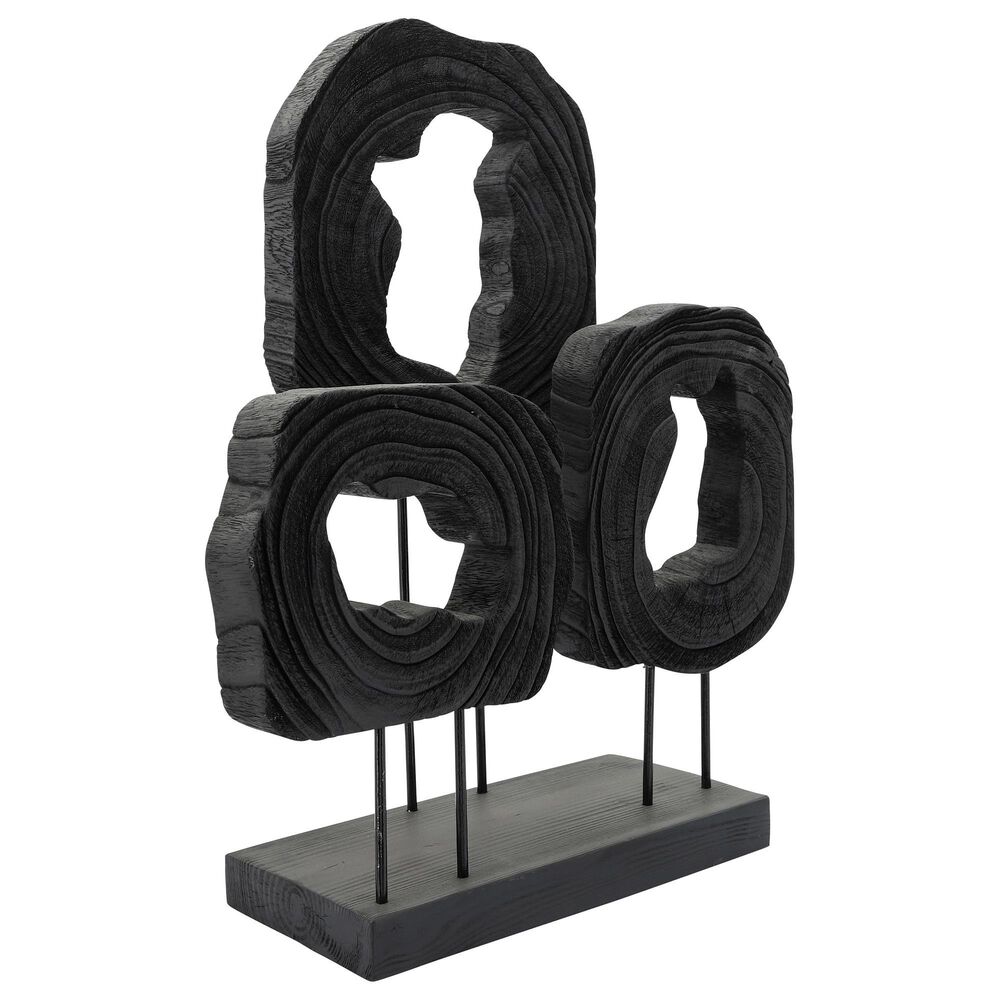 Sagebrook Home 23.5" Cut Log Table Top Decoration in Black, , large