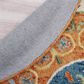 L&R Resources Sinuous Leon Medallion 6" Round Orange, Cream, Blue and Green Area Rug, , large