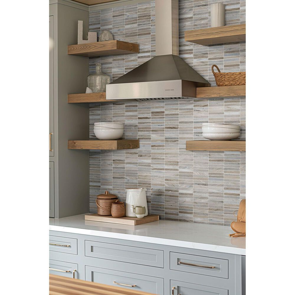 MS International Ravello 5/8" x 4" Rectangle on 12" x 12" Polished Marble Mosaic Sheet, , large