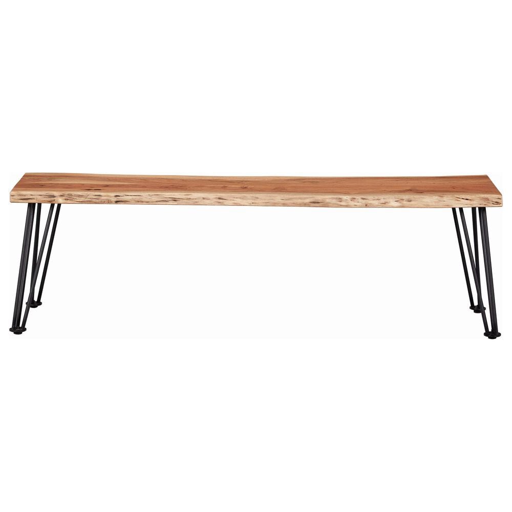 Pacific Landing Murphy Dining Bench in Natural Acacia and Gunmetal, , large