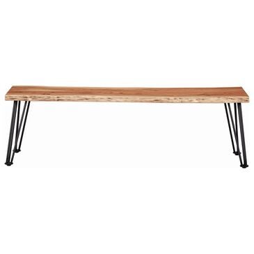 Pacific Landing Murphy Dining Bench in Natural Acacia and Gunmetal, , large