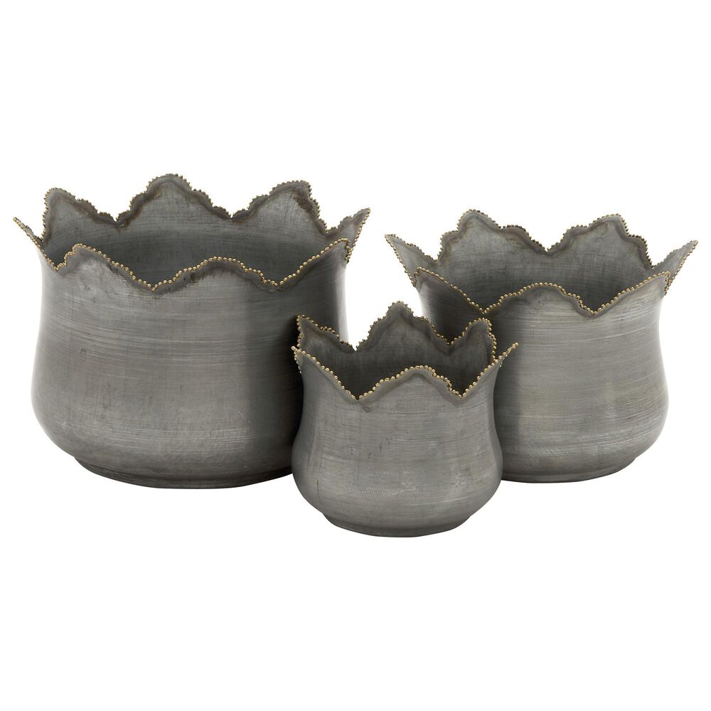 Maple and Jade Assorted Flower Planters in Grey (Set of 3), , large