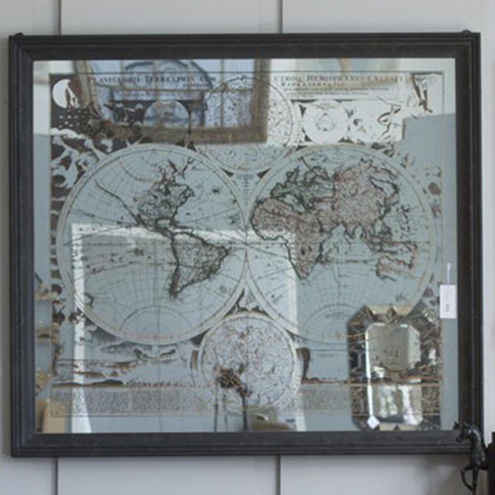 Nebraska Furniture Mart Map A&B Home 56.7" X 50.7" Vintage World Map On Mirror Wall Art In Black | Nebraska  Furniture Mart