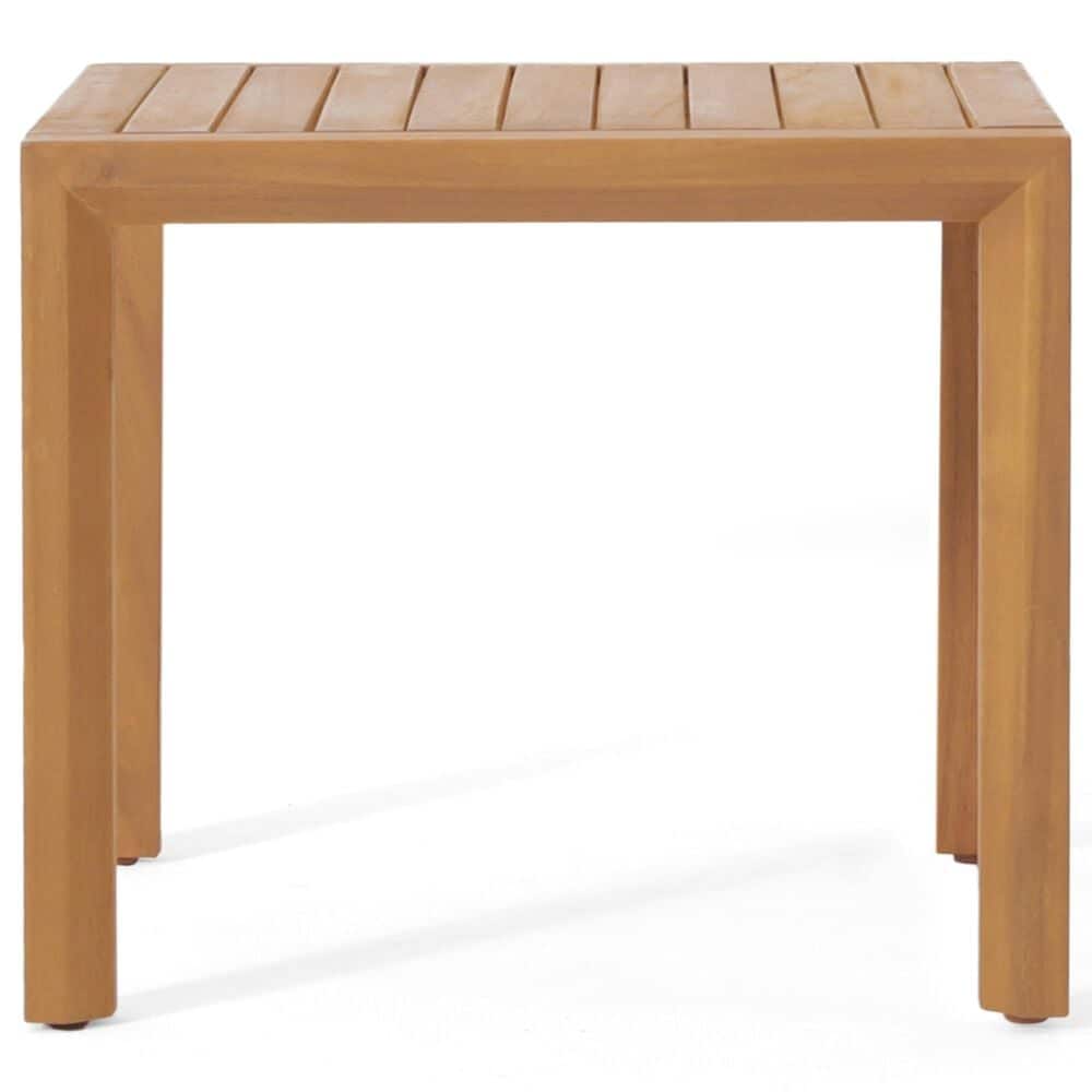 Hearth and Haven Leah 3-Piece Patio Chat Set with Cream Cushion in Teak, , large