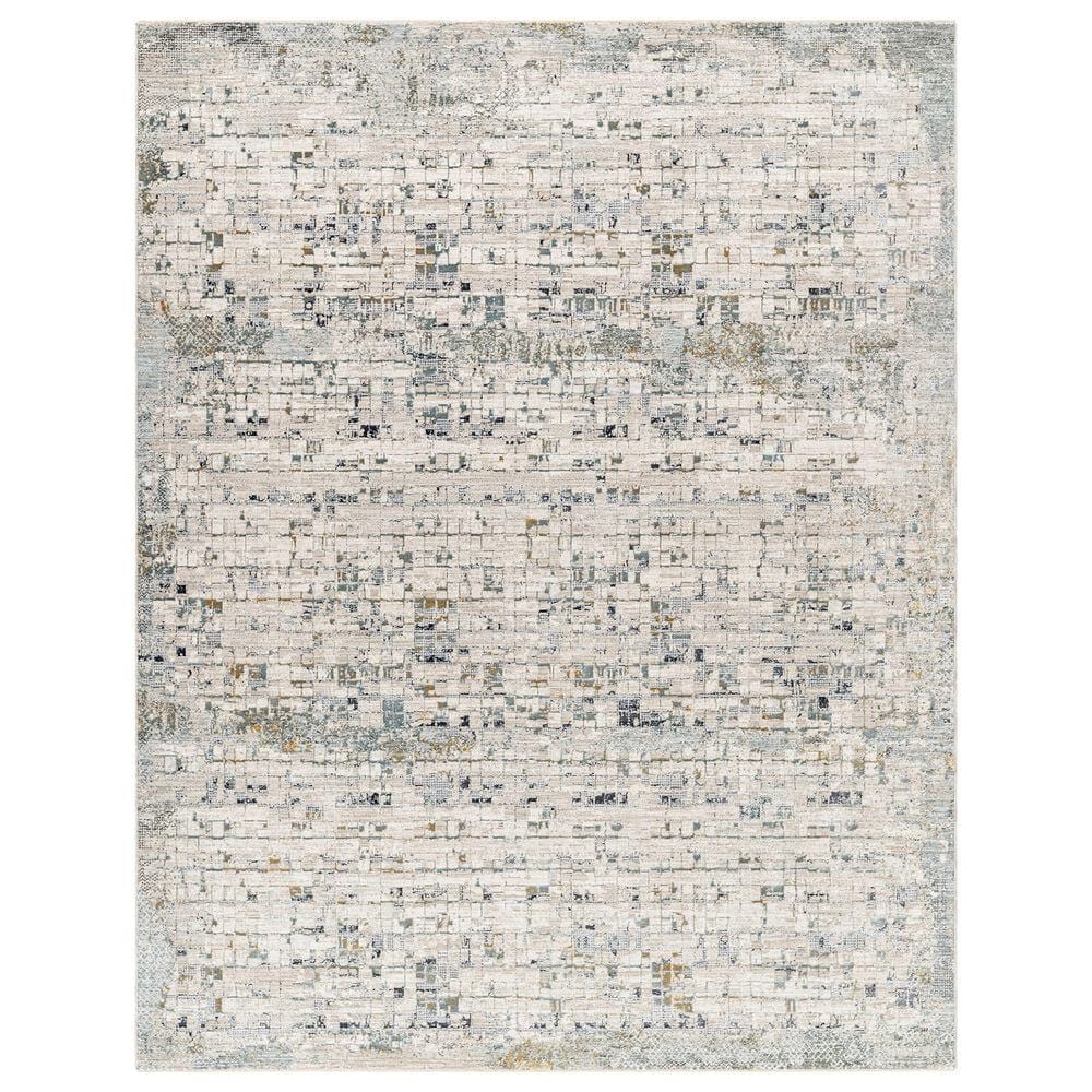 Surya Dresden Taupe, Off-White, Light Gray, Deep Teal, Dusty Sage, Ink Blue and Mustard 9" x 12"2" Area Rug, , large