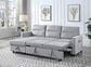 HOMLUX 81.5"W Velvet Reversible Sleeper Sectional Sofa with Storage & Side Pocket, in Light Grey, , large