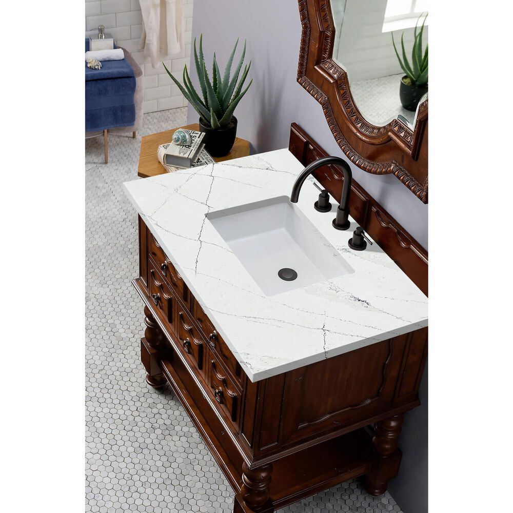 James Martin Castilian 36" Single Bathroom Vanity in Aged Cognac with 3
