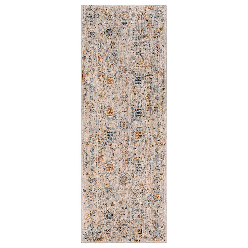 Surya Laila LAA-2317 2"7" x 7"3" Teal, Orange, Sage, Saffron, Gray and Cream Runner, , large
