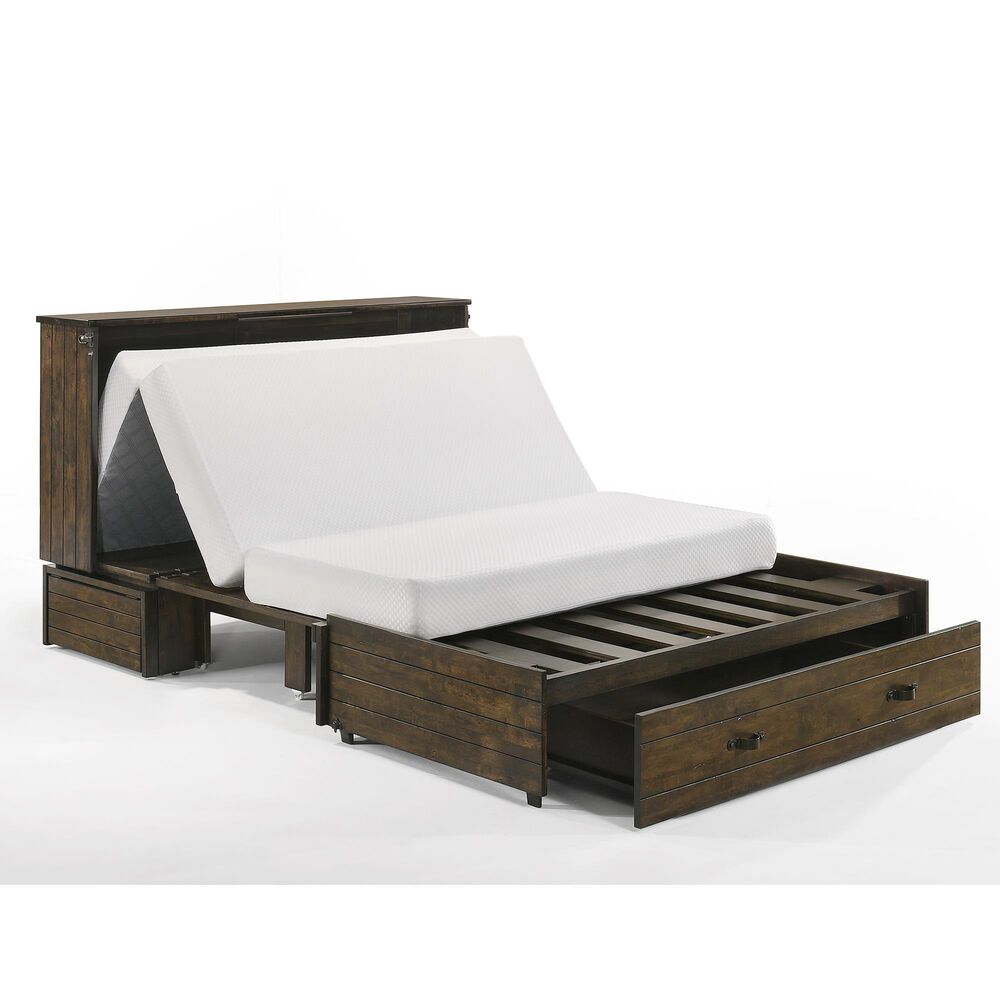 New Day Furniture Ranchero Queen Murphy Cabinet Bed in Wildwood Brown with Mattress, , large