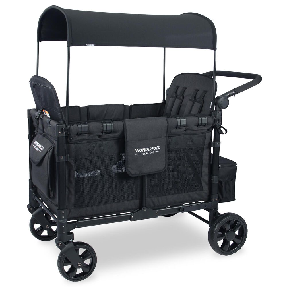 Wonderfold Elite Quad Stroller Wagon in Volcanic Black, , large
