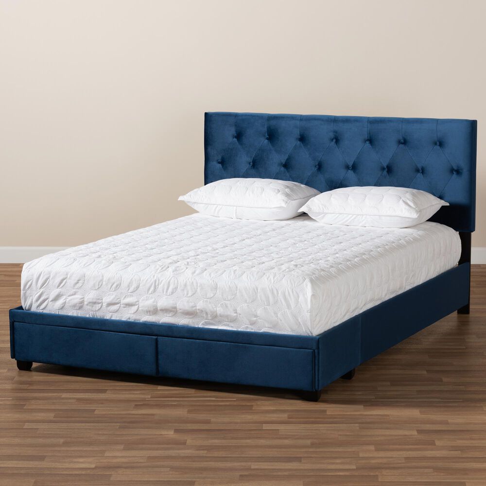 Baxton Studio Caronia Queen Upholstered Storage Bed in Navy Blue, , large