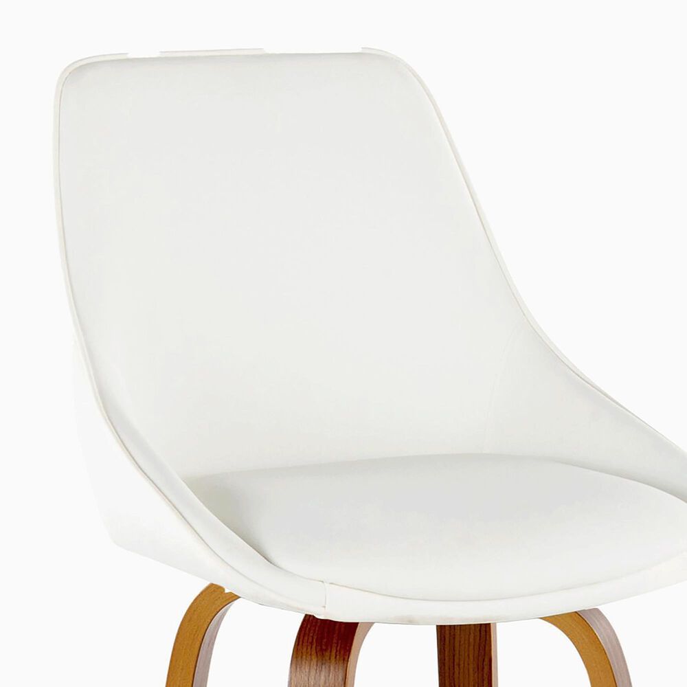 LumiSource Diana 26" Swivel Counter Stool with White Faux Leather Upholstery in Walnut and Black (Set of 2), , large