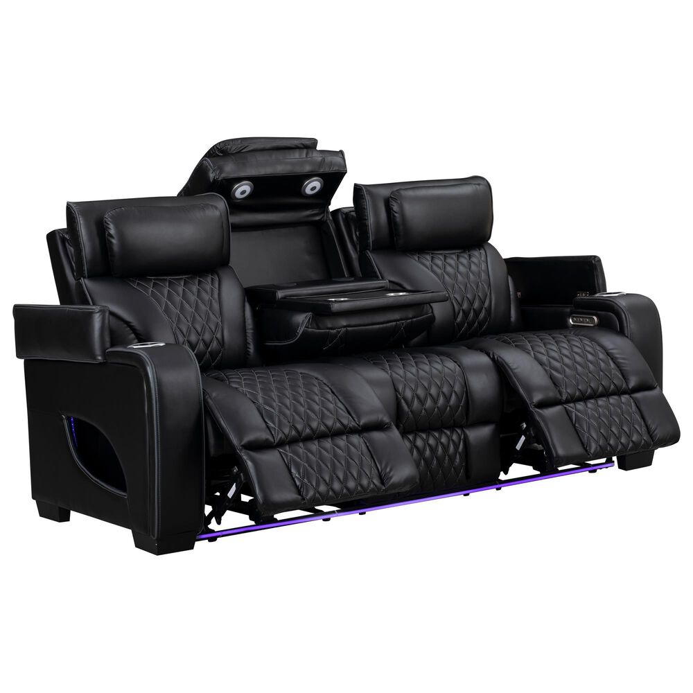 Titanic Furniture All Star Power Reclining Sofa with Power Headrest in Black, , large