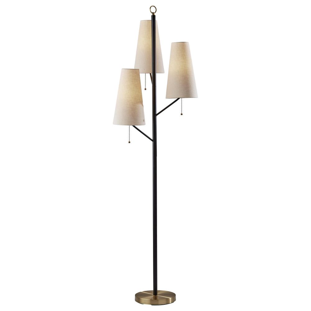 Adesso Daniel Floor Lamp in Black and Antique Brass, , large
